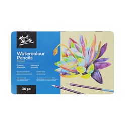 MONT MARTE COLOURED PENCILS Watercolours Tin 36 Piece